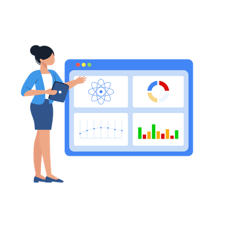 Les femmes analysent les données commerciales  Illustration