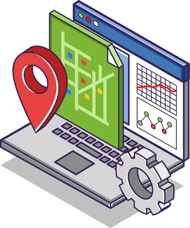 Analyse des données de carte de localisation avec l'application  Illustration