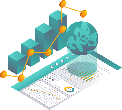 Analyse des données de développement commercial mondial  Illustration