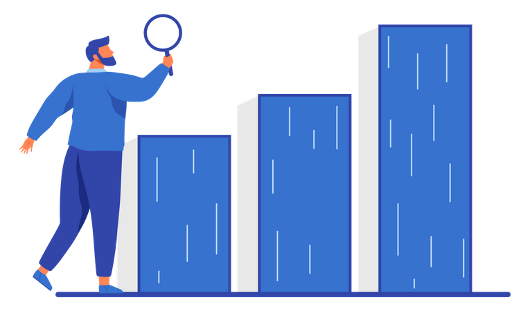 Analyse des données commerciales par l'homme  Illustration