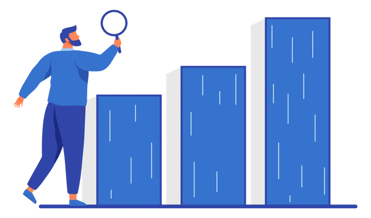 Analyse des données commerciales par l'homme  Illustration