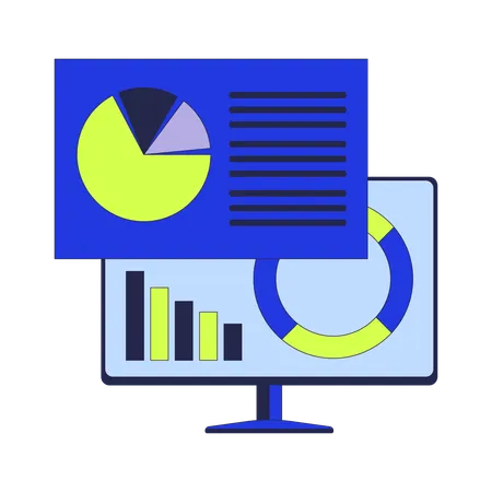 Ordinateur analysant les données  Illustration