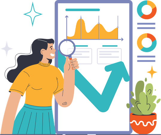 L'employé analyse les données de l'entreprise  Illustration