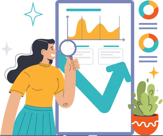 L'employé analyse les données de l'entreprise  Illustration