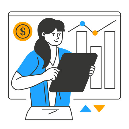 L'employé analyse les données financières  Illustration