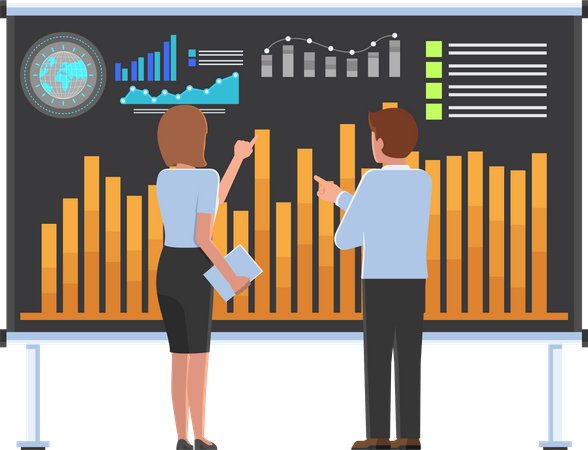 Employé effectuant une analyse commerciale  Illustration