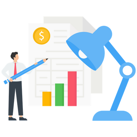 Finanzbericht analysieren  Illustration