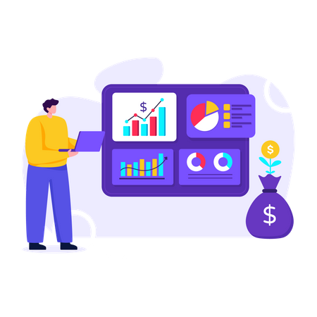 Analyse des finanziellen Wachstums durch Datenanalyse  Illustration