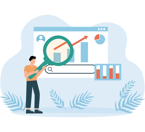 Homme effectuant une analyse commerciale  Illustration