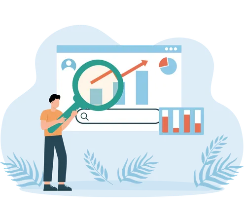 Homme effectuant une analyse commerciale  Illustration