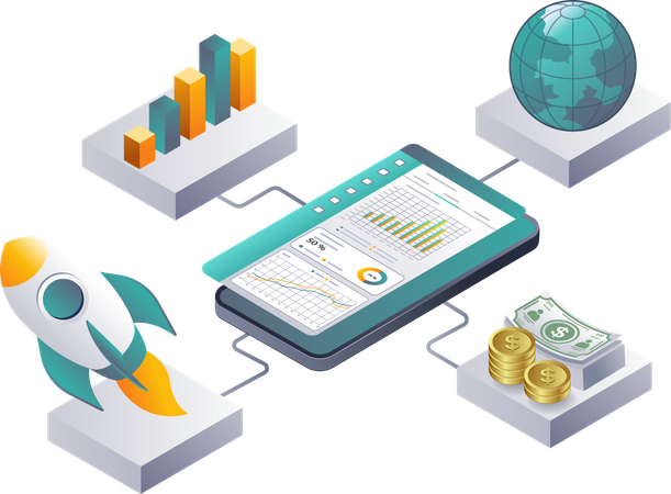 Analyser les réseaux de données d'entreprise dans les startups à l'aide de la technologie des smartphones  Illustration