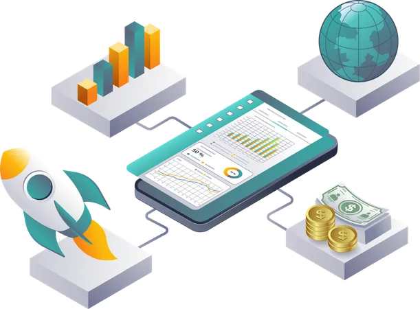 Analyser les réseaux de données d'entreprise dans les startups à l'aide de la technologie des smartphones  Illustration