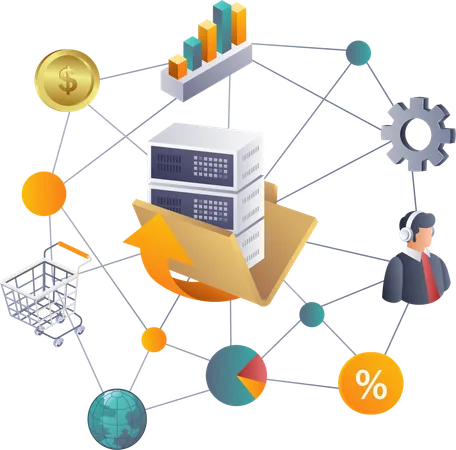 Analyser les transactions de données des réseaux d'entreprise pour la croissance de l'entreprise  Illustration