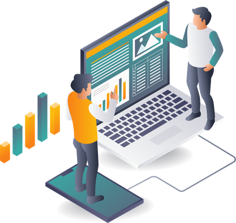 Analyse des Unternehmenswachstums mithilfe von Computern  Illustration