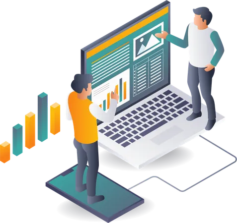 Analyse des Unternehmenswachstums mithilfe von Computern  Illustration