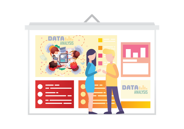 Équipe effectuant une analyse  Illustration