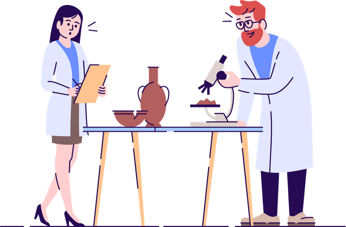 Analyse en laboratoire au microscope  Illustration