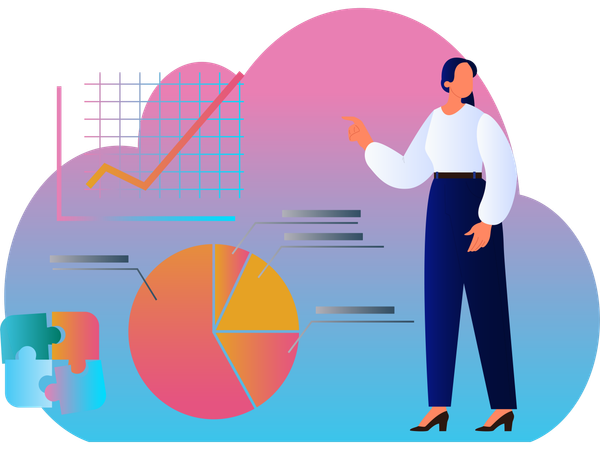 Femme faisant une analyse commerciale  Illustration