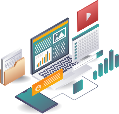 Globale Geschäftsentwicklungsdaten mit dem Computer analysieren  Illustration