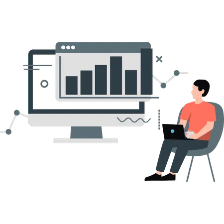 Graphique de croissance de l'entreprise d'analyse de l'homme  Illustration