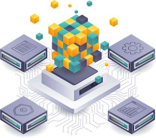 Analyse von Datentrends bei der Entwicklung von Blockchain-Servern  Illustration