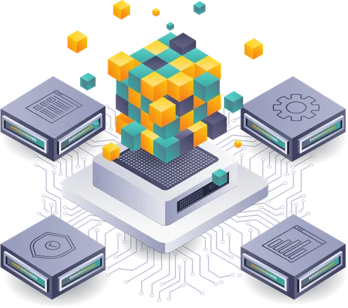 Analyse von Datentrends bei der Entwicklung von Blockchain-Servern  Illustration