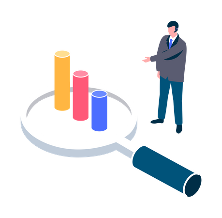 Analyse durch Geschäftsmann  Illustration