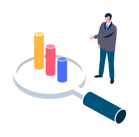 Analyse durch Geschäftsmann  Illustration