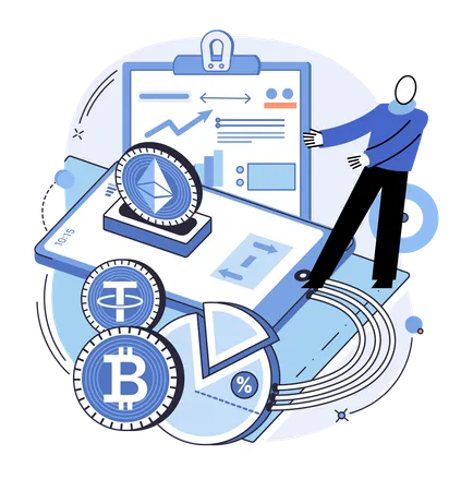 Analyse von Investitionen in Kryptowährung und Mining  Illustration