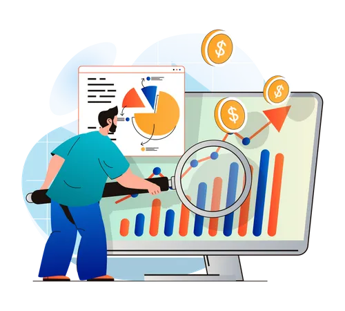 Wachstumsdiagramm analysieren  Illustration