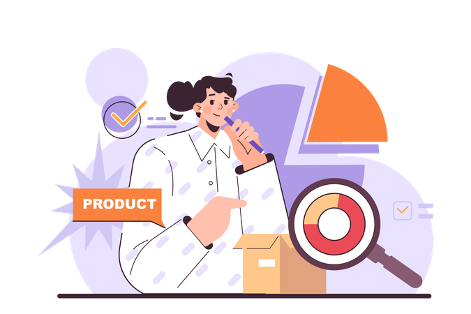 Analyse your product. Effective product research and tests in conditions  일러스트레이션