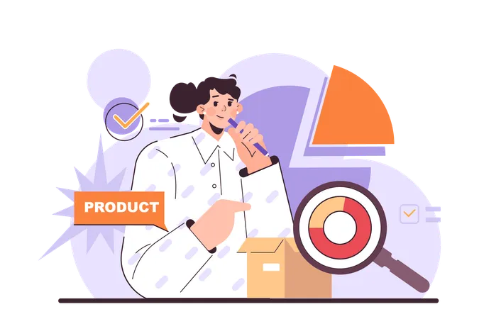 Analyse your product. Effective product research and tests in conditions  Illustration