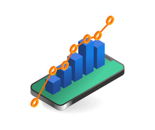 Analysediagramm auf dem Smartphone  Illustration