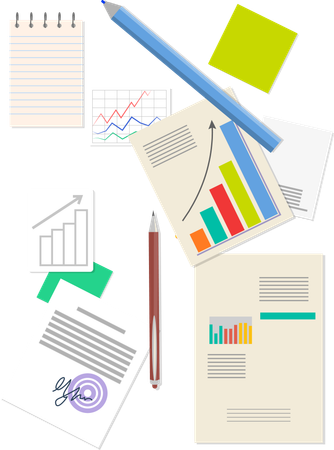 Analyses Big Data et bloc-notes, crayon géant  Illustration