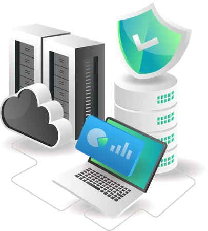 Données et sécurité du serveur cloud d'analyse  Illustration