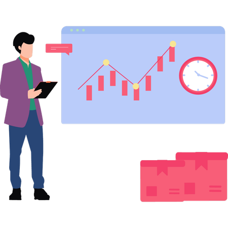 Analyseur commercial analysant les données commerciales  Illustration