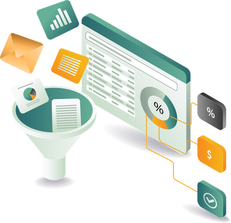 Analysieren mit Filtertrichter  Illustration