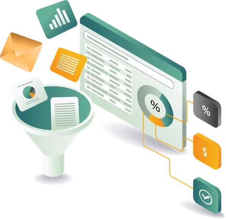 Analysieren mit Filtertrichter  Illustration