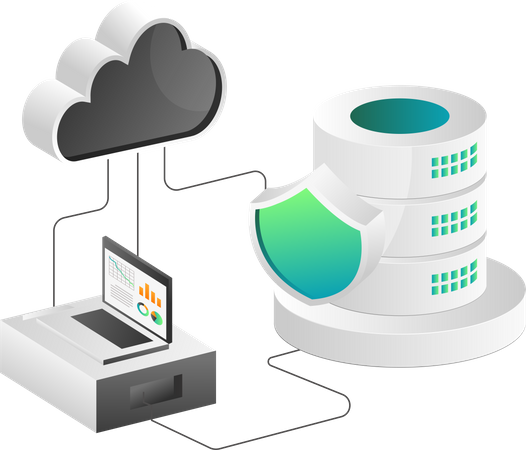 Cloud-Server-Datenbank analysieren  Illustration