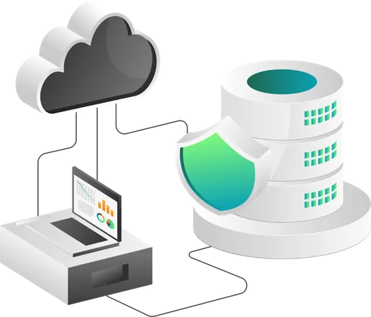 Cloud-Server-Datenbank analysieren  Illustration