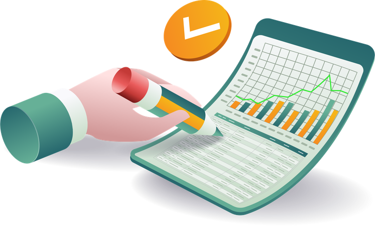 Analysing business data development  Illustration