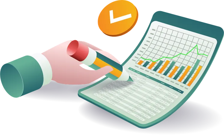 Analysing business data development  Illustration