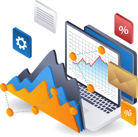 Analysis data on development of online investment businesses  Illustration