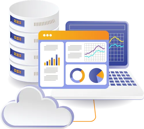 Analysis of cloud servers hosting computer data  Illustration