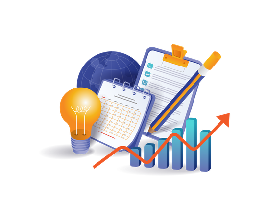 Analysis of the world of business development  Illustration