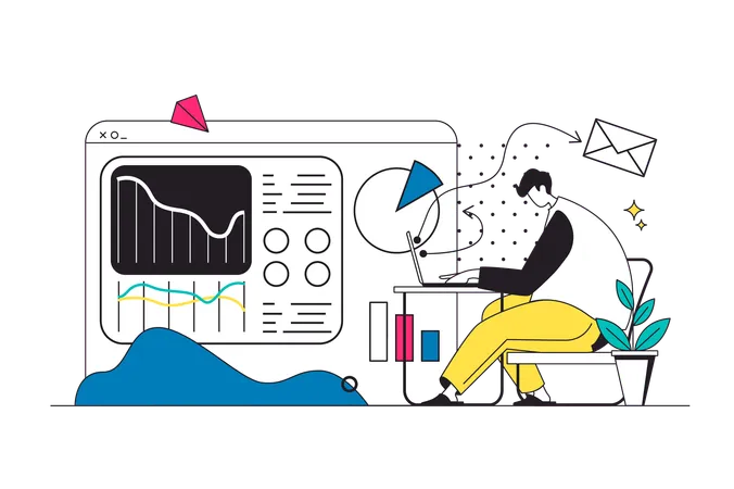 Analyst analysing business data  Illustration