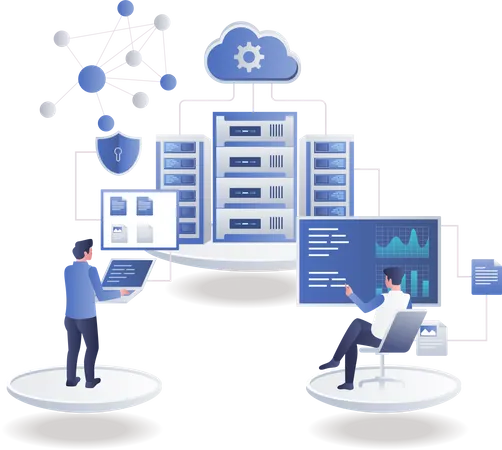 Analyst data cloud server  Illustration