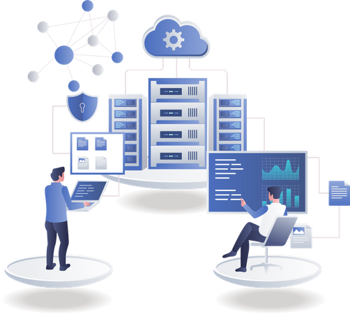 Analyst data cloud server  Illustration