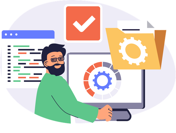 Analyst work on algorithm development  Illustration