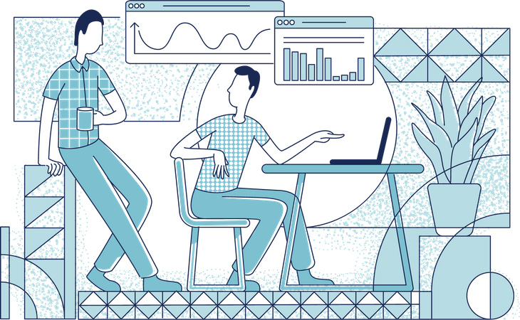 Analyste commercial expliquant les statistiques commerciales  Illustration